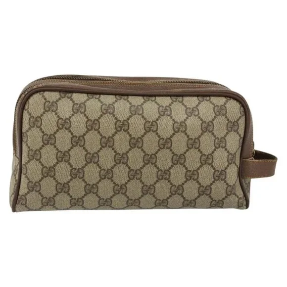 GUCCI GG Supreme Clutch Bag PVC Leather Beige Gold 014 58 6086 Auth bs31128 - Picture 2 of 16